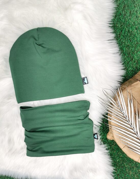 Komplekts Cepure+šalle- Meža zaļš, 46-48